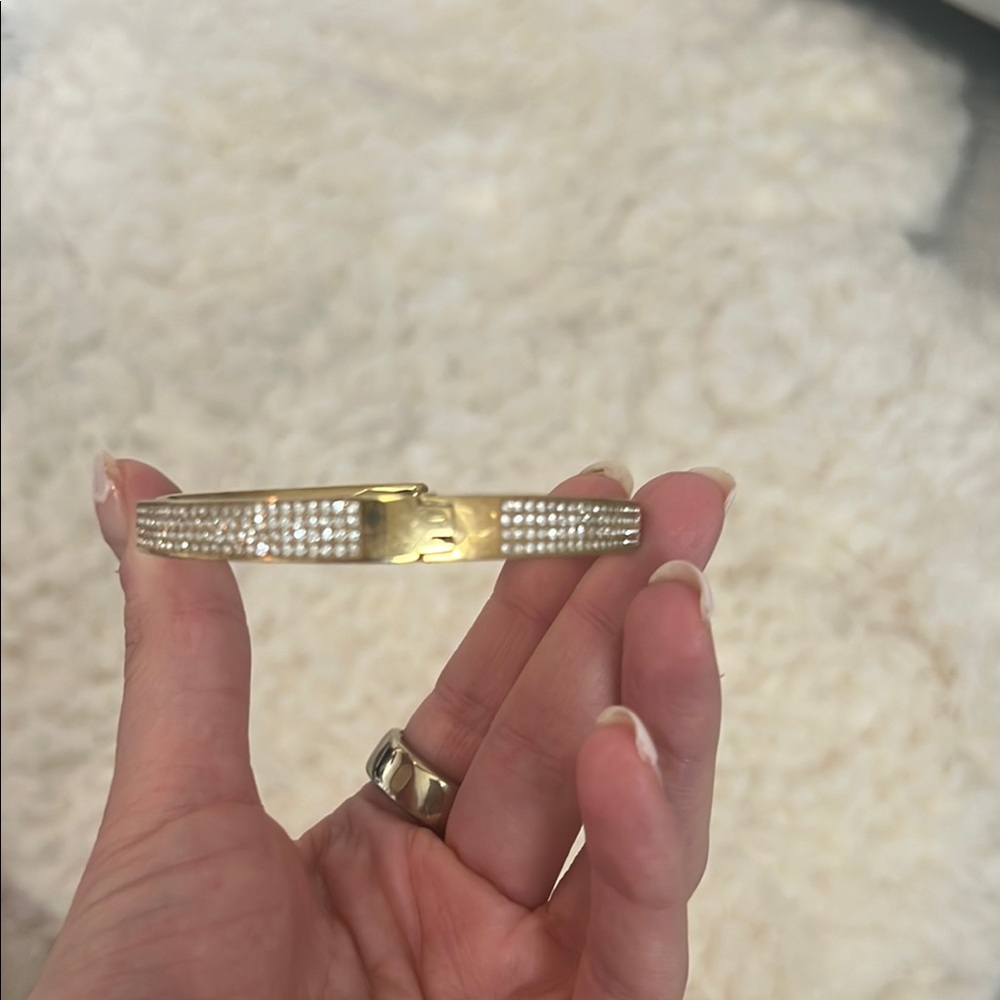 Michael Kors Gold and Silver Rhinestone Bangle Bracelet - Picture 3 of 3
